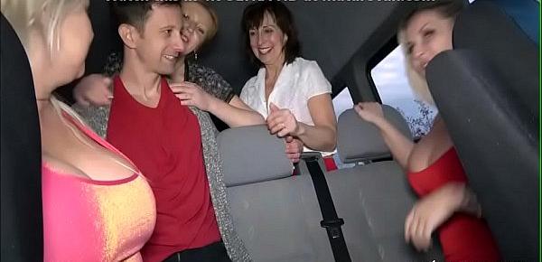  Boy gets to fuck 4 ladies in the MatureVan